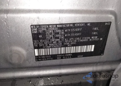 2022 Toyota Rav4 Hybrid Xle from USA, damaged, VIN 4T3RWRFV5NU064972